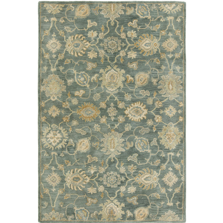 Charlton Home® Allentown Oriental Handmade Tufted Wool Blue Area Rug